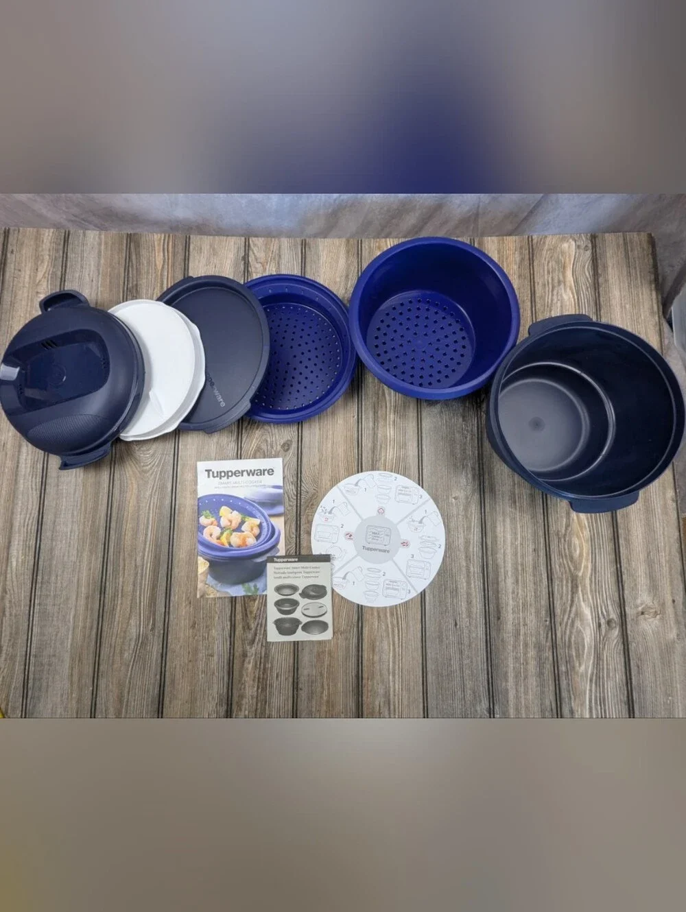 NIB Tupperware Smart Multi-Cooker Microwave Steamer Rice Pasta Maker Blue